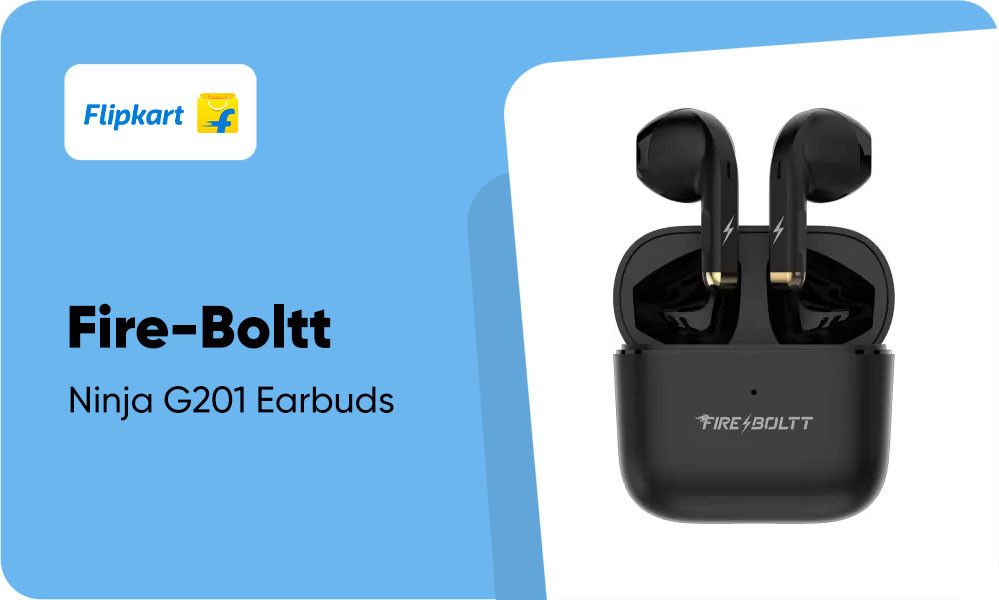 Fire-Boltt Fire Pods Ninja G201 Earbuds TWS IWP HD Calls, Quick Charge 24hrs playback Bluetooth Headset (Black, True Wireless)