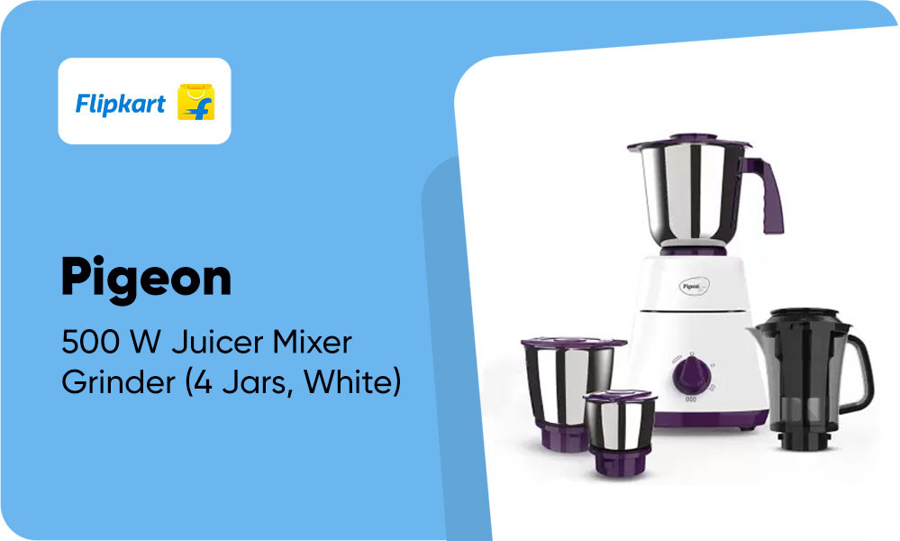 Pigeon Favourite 15024 500 W Juicer Mixer Grinder (4 Jars, White)