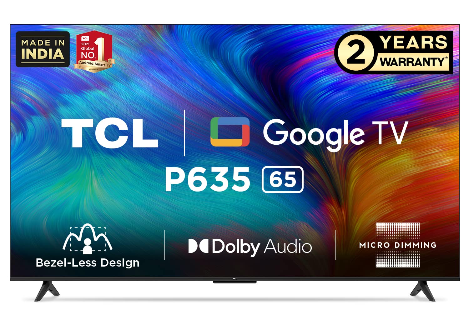 TCL 164 cm (65 inches) Bezel-Less Series 4K Ultra HD Smart LED Google TV 