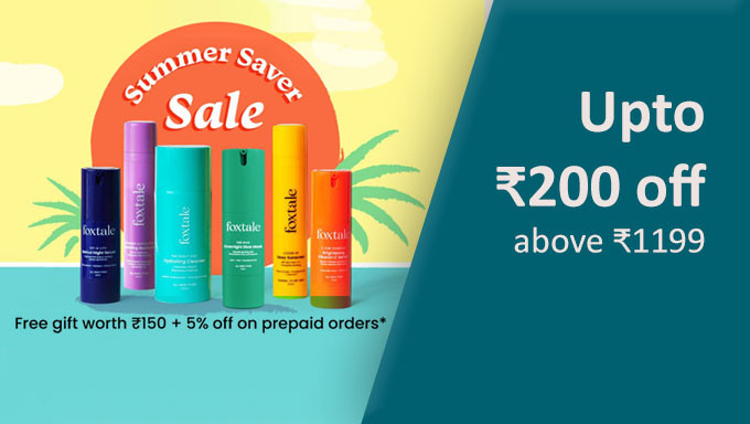 Summer Saver Sale | Flat Rs. 200 OFF On Order Of Rs.1199 + Free Gife Worth Rs.199 + Extra 5% Off On Prepaid order