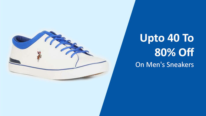 Upto 40 To 80% Off On Men's Sneakers + Extra 10% On Selected Bank Discount