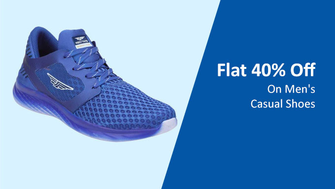 Flat 40% Off On Men's Casual Shoes + Extra 10% On Selected Bank Discount