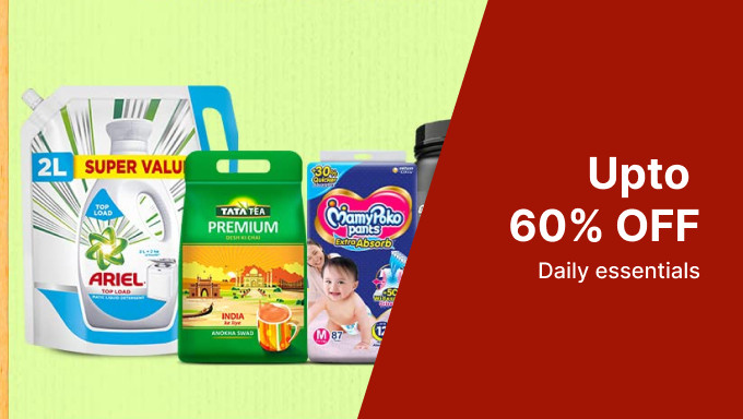Upto 60% Off on Daily Essentials + 10% Off with Selected bank Cards 