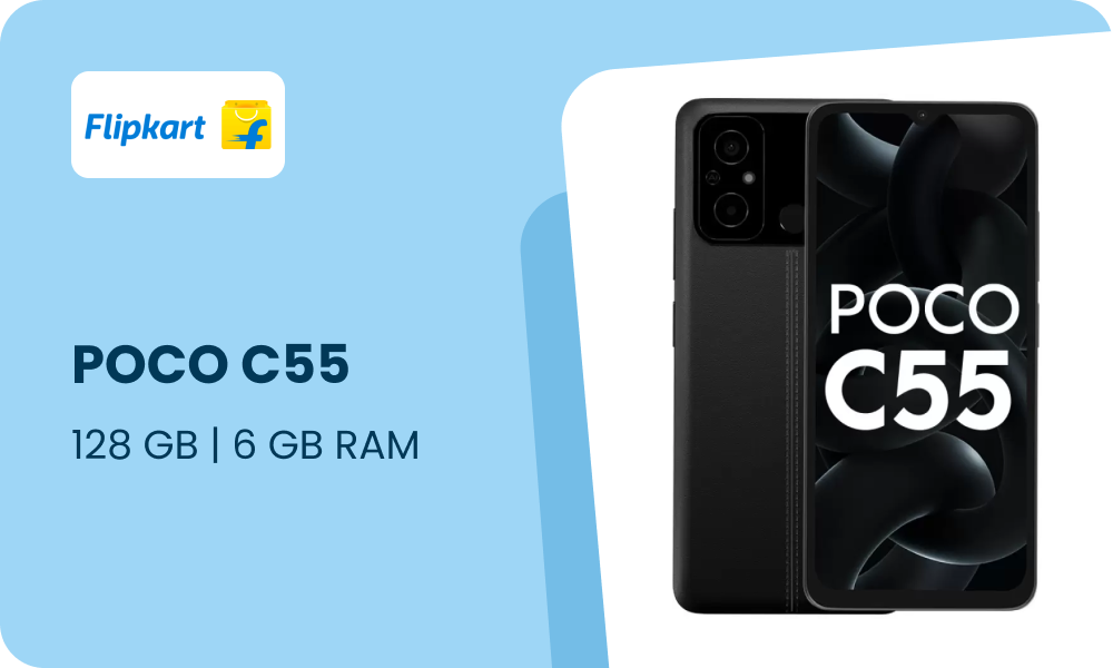 POCO C55 (Power Black, 128 GB) (6 GB RAM)