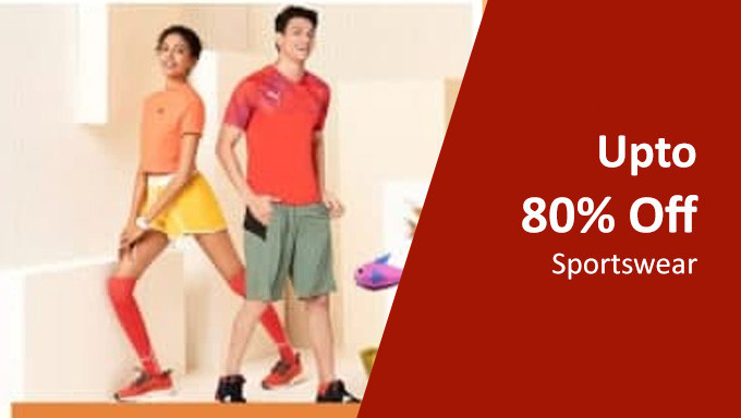 Upto 80% Off on Sportswear + 10% Off with Selected Cards