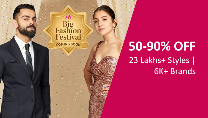 MYNTRA BIG FASHION FESTIVAL | Flat 50%-90% Off + 10% Off on Selected Bank | Paytm CB + Rs.200 New User Off