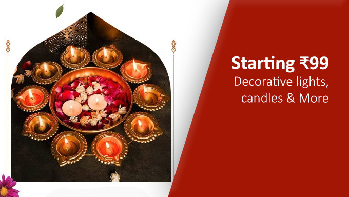 Decorative Lights, Candles & More Starting At Rs.99