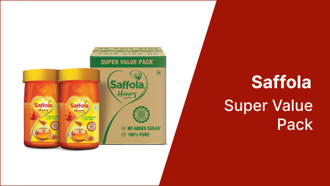 Saffola Honey 100% Pure & Natural, Super Value Pack, 600g, Yellow