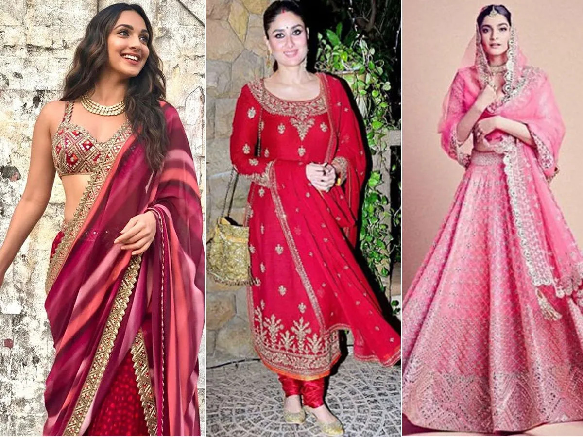 The Most Stellar Karwa Chauth Outfits All Newly-Wed Brides Will Love |  Party wear indian dresses, Designer party wear dresses, Stylish dress book