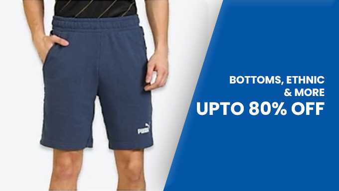 Upto 80% Off on Men Bottoms & Shorts