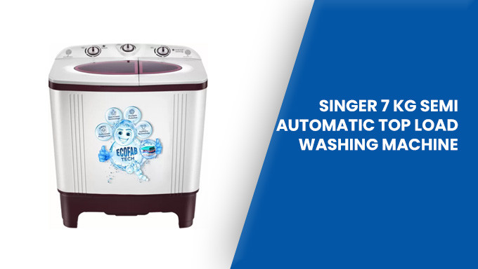 Singer 7 kg Semi Automatic Top Load Maroon, White 
