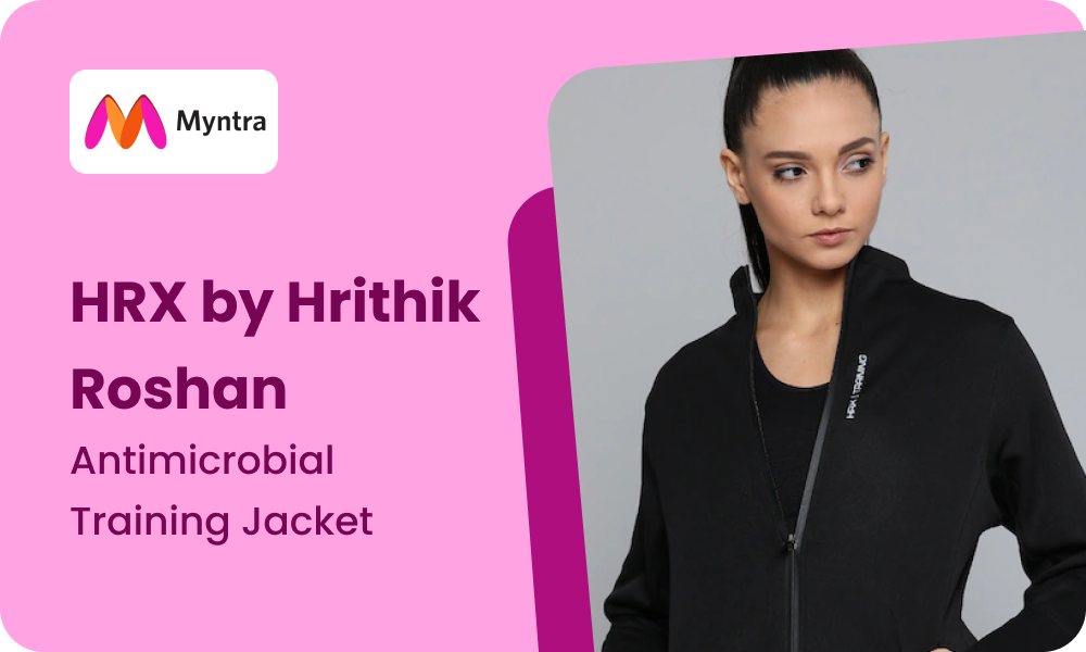 HRX by Hrithik Roshan Women Jet Black Solid Rapid-Dry Antimicrobial Training Jacket