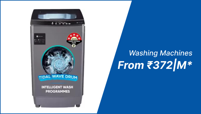 Get up to 50% Off on Washing Machines Starting At Just Rs.372 Per month