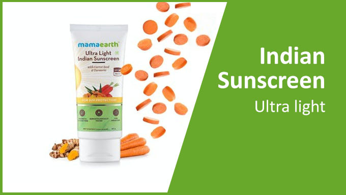 Buy Ultra Light Indian Sunscreen with Carrot Seed, Turmeric and SPF 50 PA+++ - 80ml