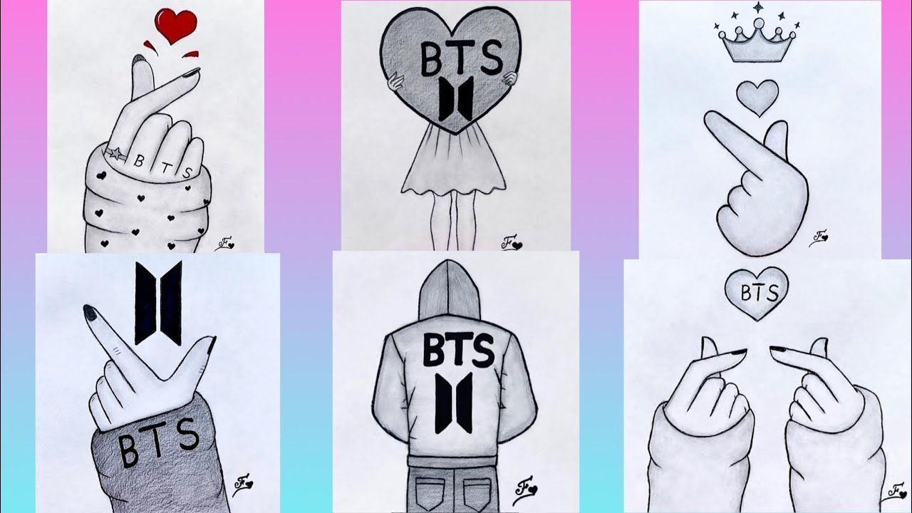 I made this at school cause we had to draw things we like and i drew stuff  about bts i have to say in so bad at drawing🤪 | ARMY's Amino