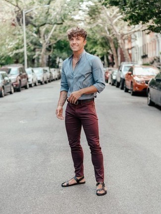 Navy blue shirt burgundy pants online