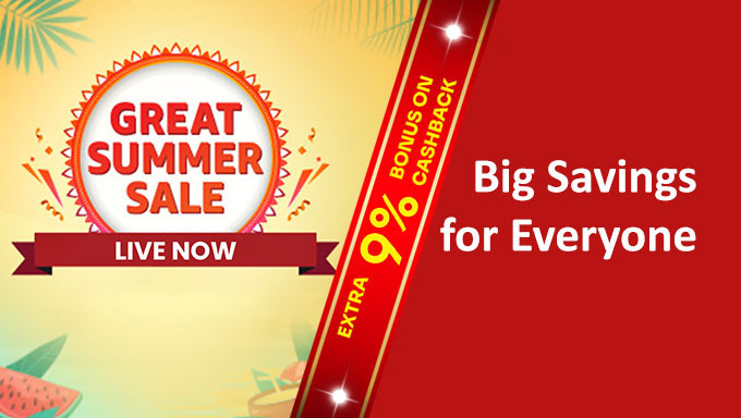Great Summer Sale| Upto 80% Off On Electronics & Accessories,Home & Kitchen, Fashion And More + Extra 10% OFF On Selected Bank Card