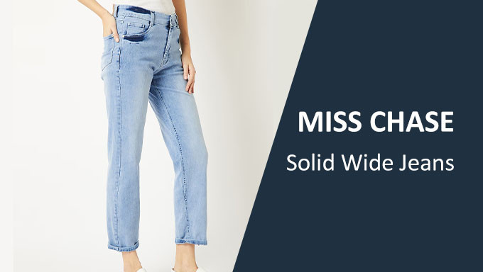 MISS CHASE Solid Wide Jeans
