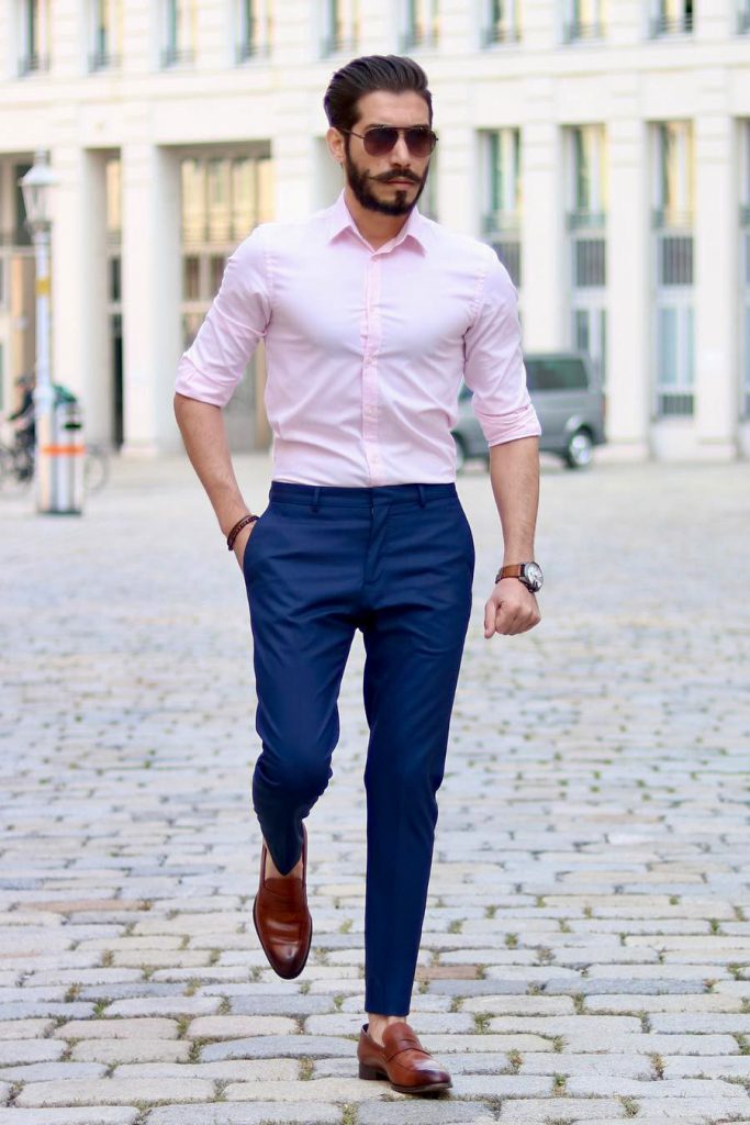 Blue coat fashion pant matching shirt