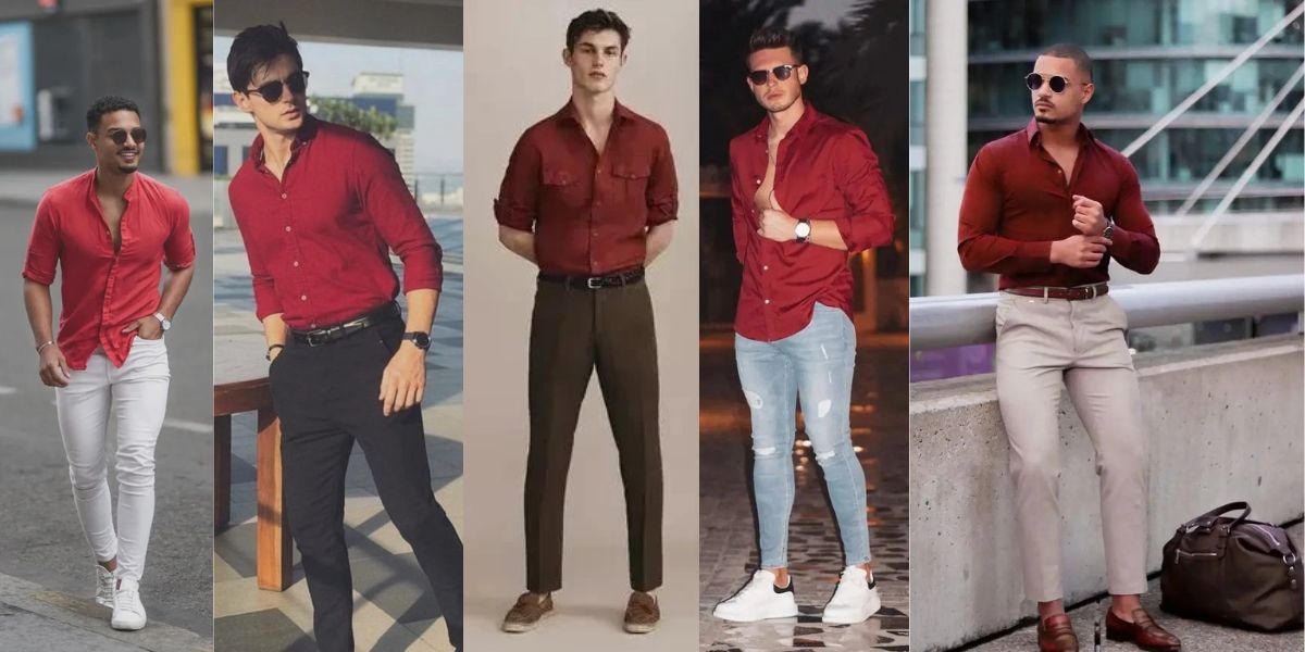 Top 10 Red Shirt Combination Ideas For Men with Photos 2024