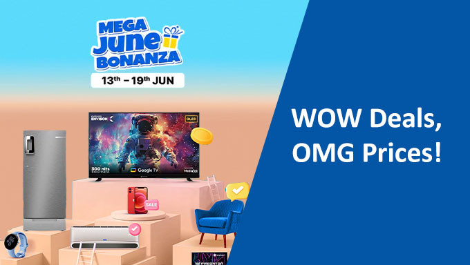 Mega June Bonanza | Upto 80% Off on Electronics, Mobiles, Fashion & More +10% OFF On Selected Bank Cards Discount