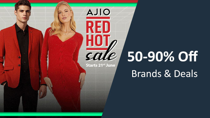 Ajio Red Hot Sale | 50%-90% OFF + Extra Upto 20% Off + Instant 10% Selected Bank Off