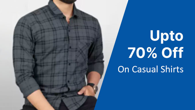 Upto 70% OFF ON Mens Casual Shirts 