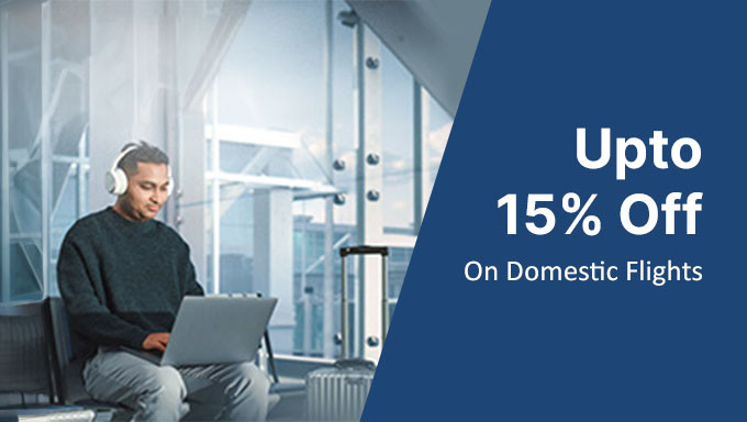 Exclusive Offer | Upto 15% Off (Upto Rs.1500) On Domestic Flight Bookings | No Minimum Booking