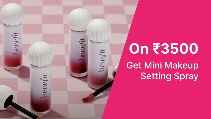 Upto 42% off On Benefit Cosmetics Products + On Rs.3500 Shopping Get A Mini Makeup Setting Spray Free