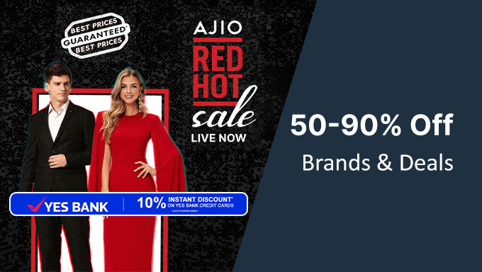 Ajio Red Hot Sale| 50%-90% OFF + Extra Upto 20% Off + Instant 10% Selected Bank Off
