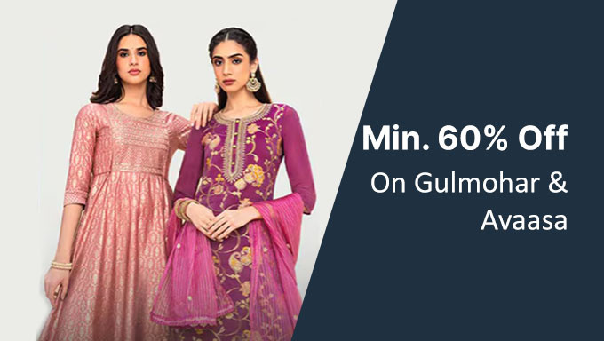 Min. 60% Off On Ethnic Collection On Brands Avasaa & Gulmohar Jaipur