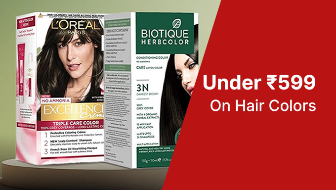 Haircolors Under Rs. 599 Of Brands L'Oreal,Garnier,Indus Valley,Revlon & More