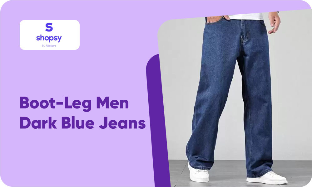 Buy Boot-Leg Men Dark Blue Jeans