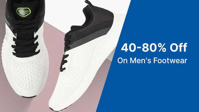 Get 40-80% Off + Bank Offers On Men's Footwear Brands Such As Woodland,Crocs & More