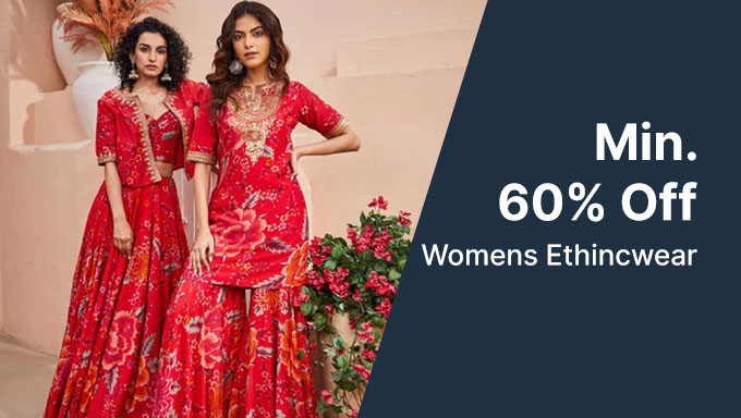 Min. 60% Off On Women's Ethnicwear Buy Fusionic,Gulmohar jaipur,Kimarya,Berrylicious & More