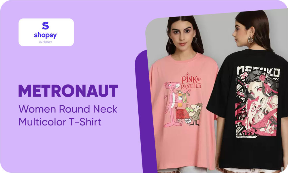 Buy METRONAUT Printed Women Round Neck Multicolor T-Shirt