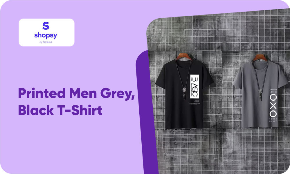 Buy Printed Men Grey T-Shirt (Pack of 2)