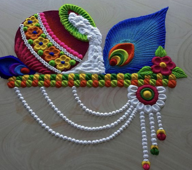 10 Easy Krishna Rangoli Designs for Janmashtami 2025