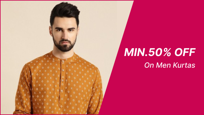 Min. 50% Off On Men Kurtas On Brands Miraan,Here&Now,Jompers,Anouk & More