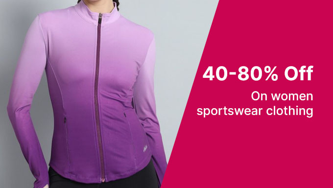 Get 40% To 80% Off On Women Sportswear Clothing Buy Tshirts,Shorts & More