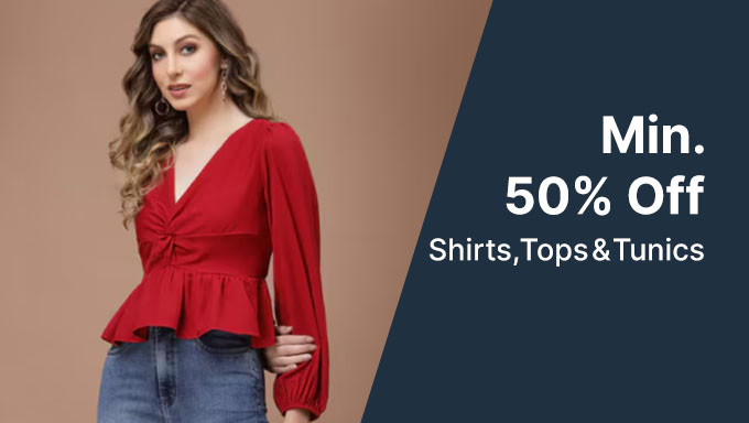 Min 50% Off On Women Shirts,Tops,Tunics & More Of Brands Madame,Ives, & More