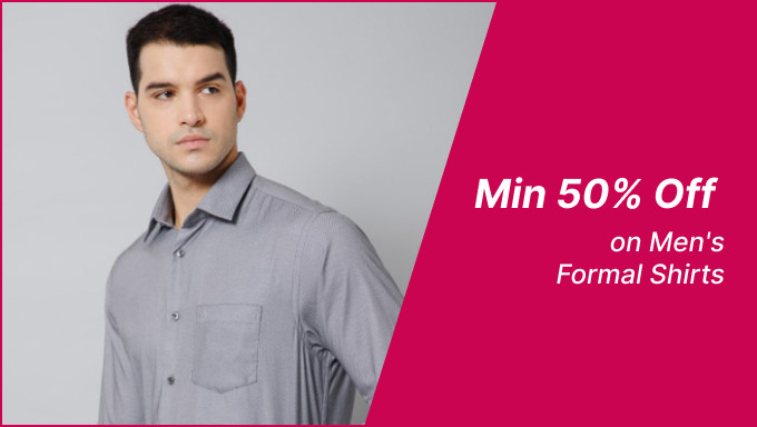 Min 50% Off on Men's Formal Shirts Of Brands Park Avenue,Arrow,Jainish,Raymond & More