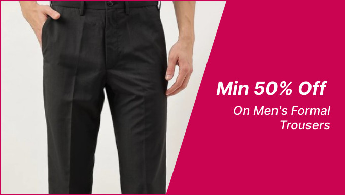 Min 50% Off On Men's Formal Trousers Of Brands Park Avenue ,Arrow,Raymond,Jainish & More 