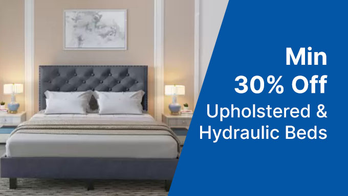 Min 30% Off Upholstered & Hydraulic Beds +Bank Offers