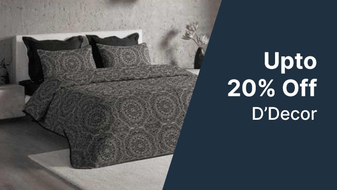 Up To 20% Off On D'Decor Buy Bedsheets,Curtains & Accessories,Blankets,Dohars,Quilts,Towels & More