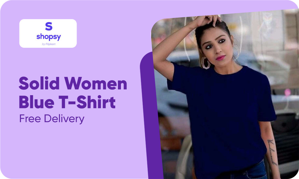 Buy Women's Solid Women Blue T-Shirt