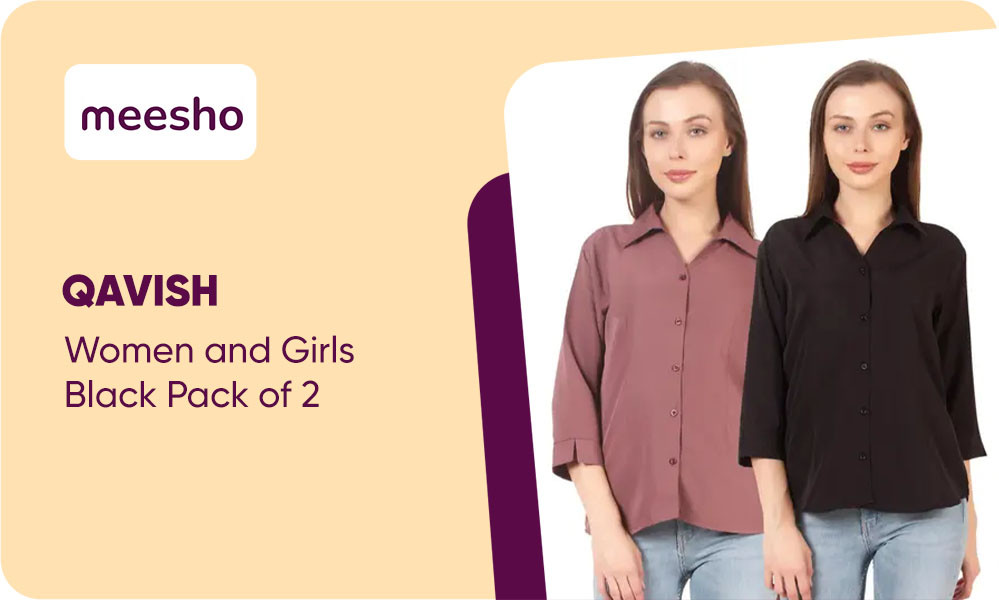 Buy QAVISH Trendy Formal Women and Girls Shirts Lavender And Black Pack of 2