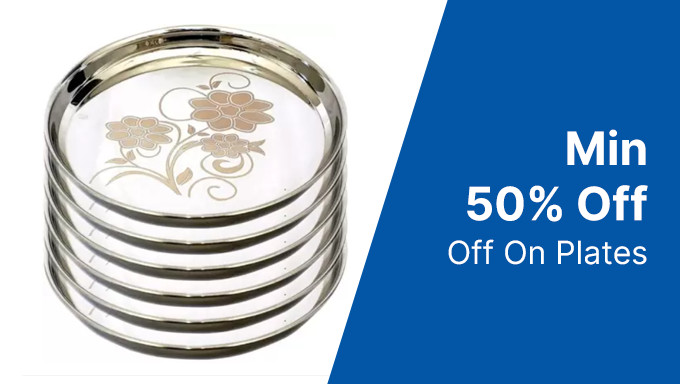 Min 50% Off On Plates Buy Stainless Steel,Glass,Brass Plates & More