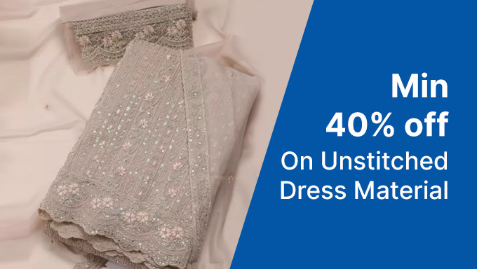 Min 40% Off On Unstitched Dress Material From Biba,Mahakal Textile,Meena Bazaar & More