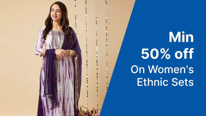 Min 50% off On Women's Ethnic Sets Buy Kurtas ,Bottoms & More